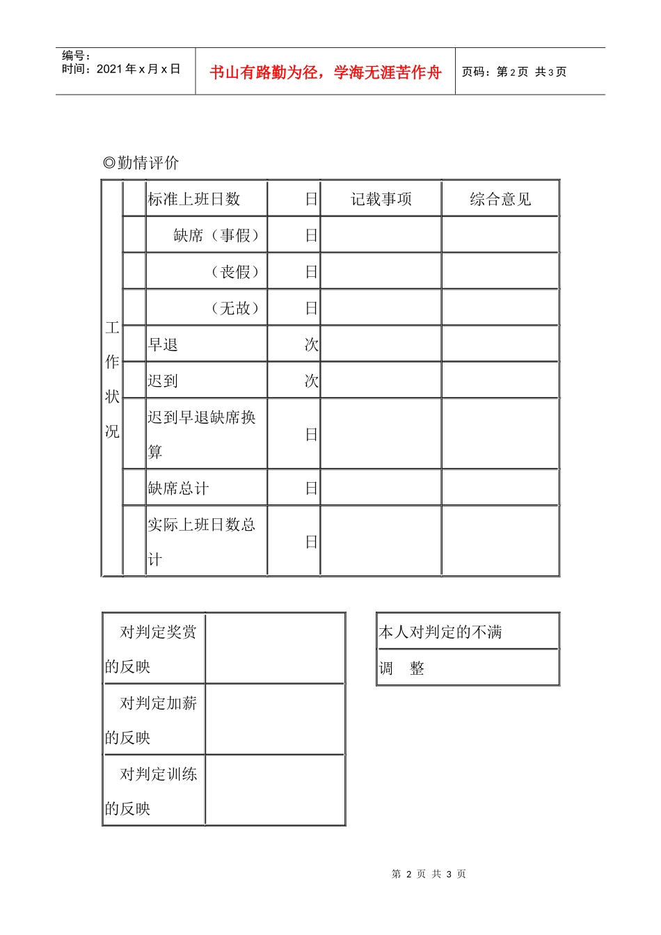 业务单位一般职员的人事考绩表格_第2页