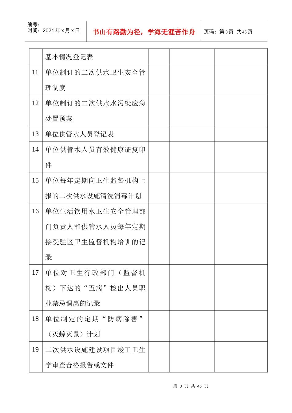 市所直管生活饮用水卫生监督档案_第3页