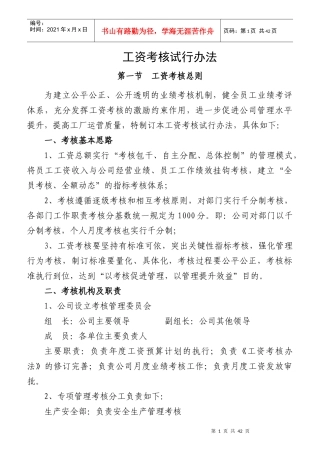 工资考核试行办法