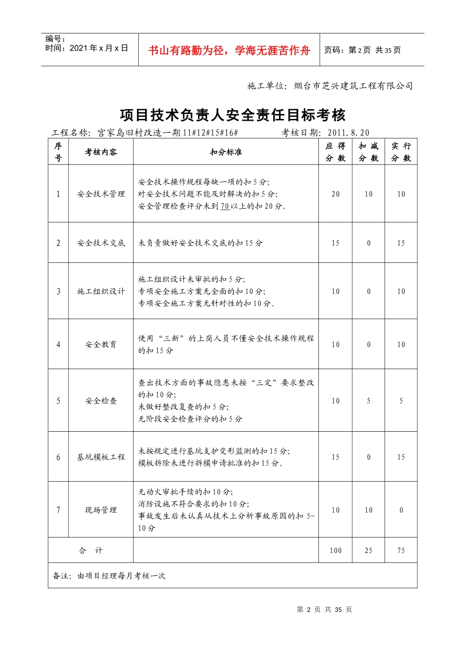 安全责任目标考核表(每月)_第2页