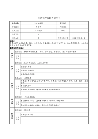 土建工程师职务说明书.doc