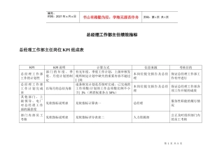 二滩水电开发公司总经理工作部主任绩效指标