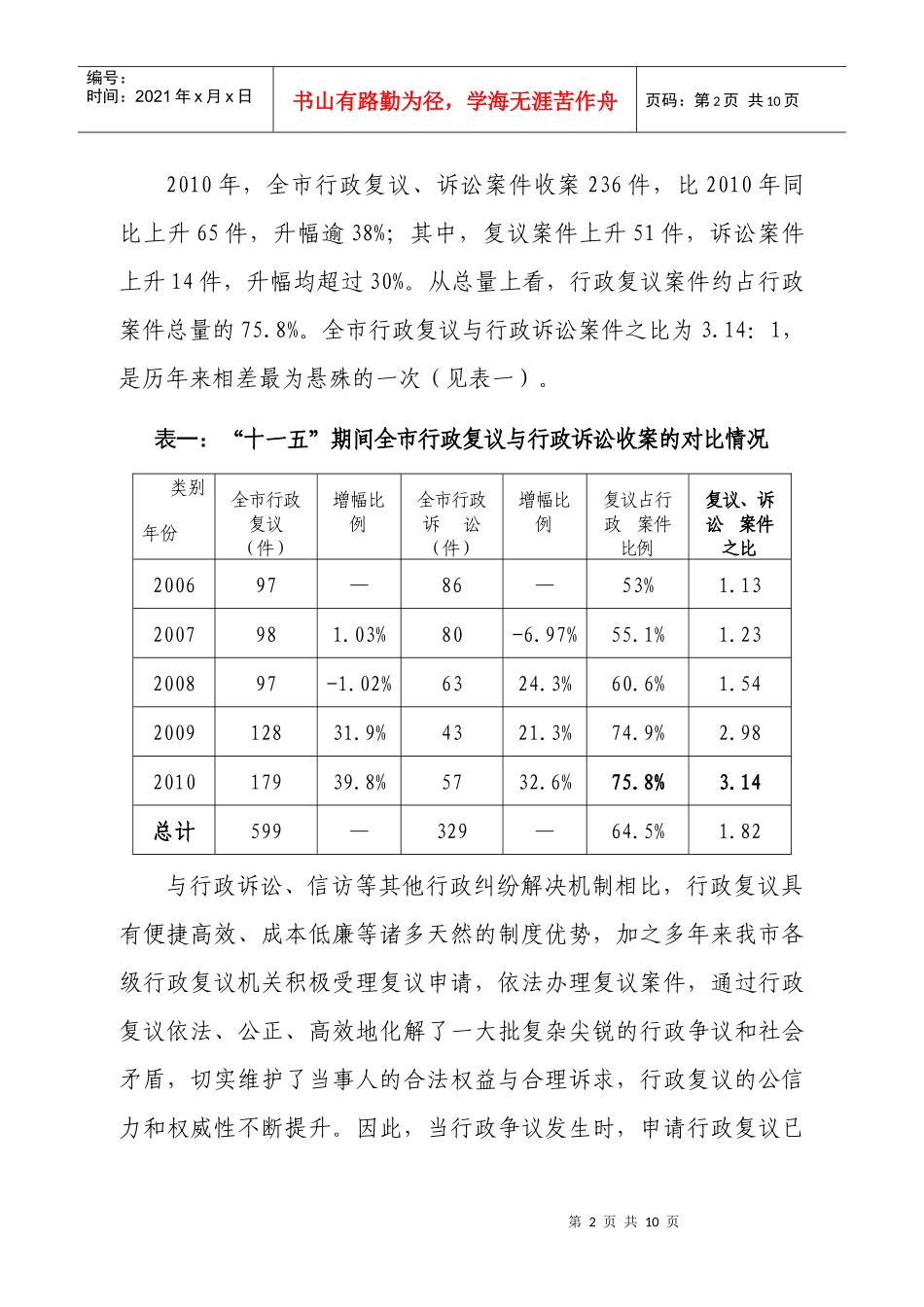定纷止争促和谐——马鞍山XXXX年行政复议和行政诉讼情况分析_第2页