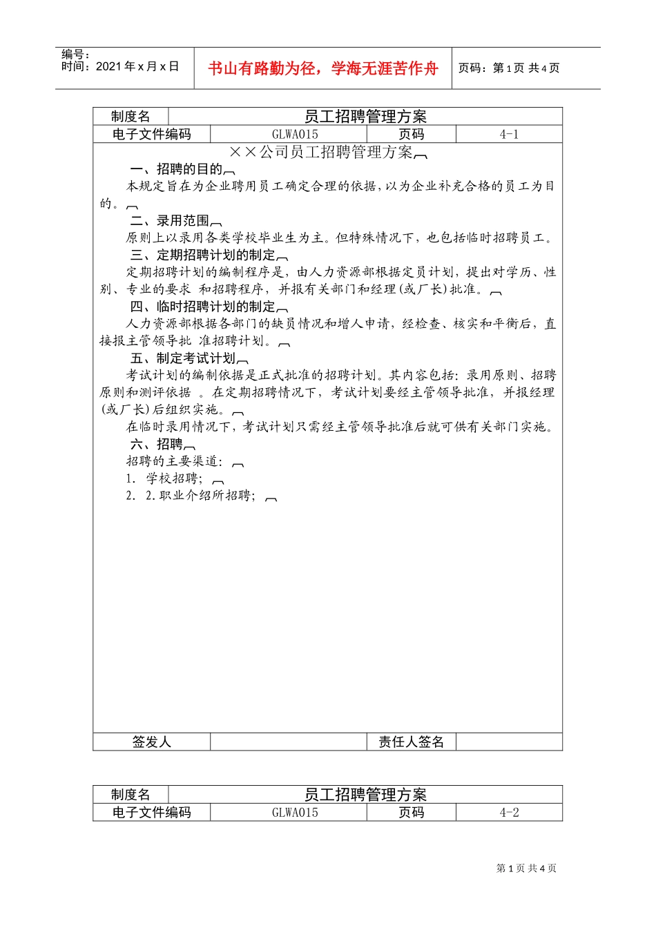 员工招聘管理表格汇编个docx_第1页
