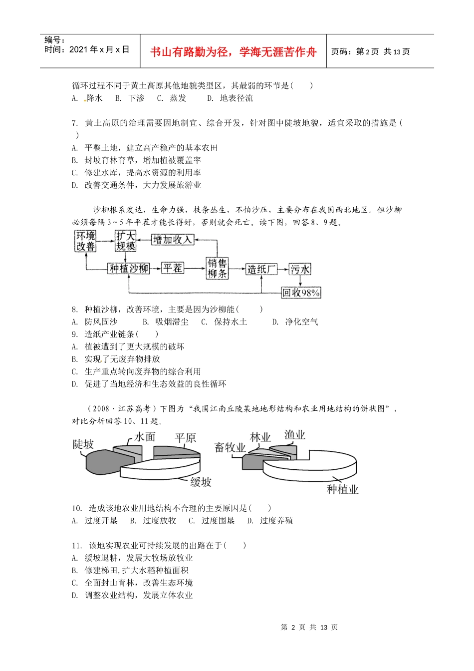 [独家精品]XXXX学案与测评地理人教版必修3第2章 区域生态环境建设(_第2页