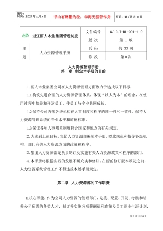浙江丽人木业集团人力资源管理手册