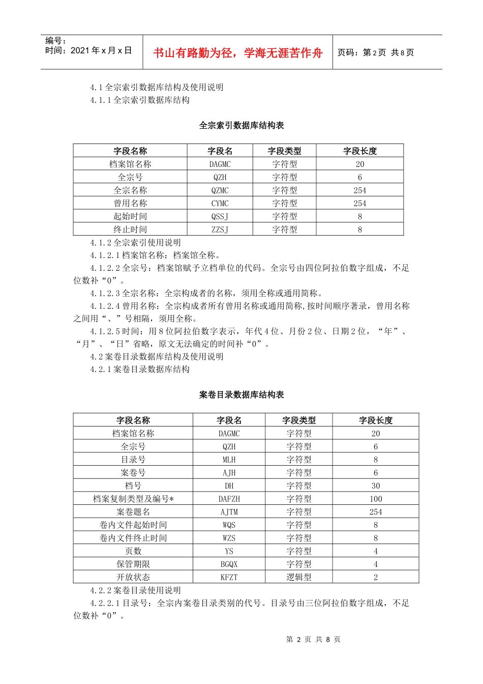 北京市综合档案馆档案目录数据库结构与数据交换格式_第2页