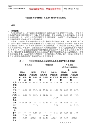 国有和私营体制下员工离职倾向对比