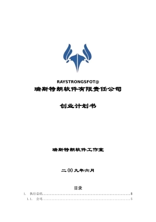 软件有限责任公司创业计划书