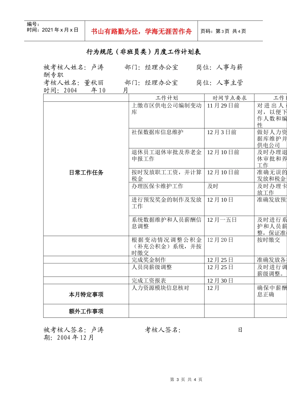 公司人事与薪酬专职行为规范考评表_第3页