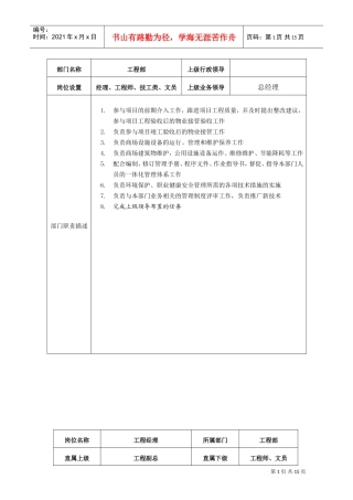 工程部岗位说明书(DOC17页)
