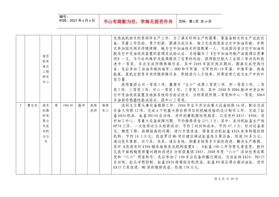 人力资源-2022XXXX—XXXX年度南京市有突出贡献高级技师、技师候选人公_第3页