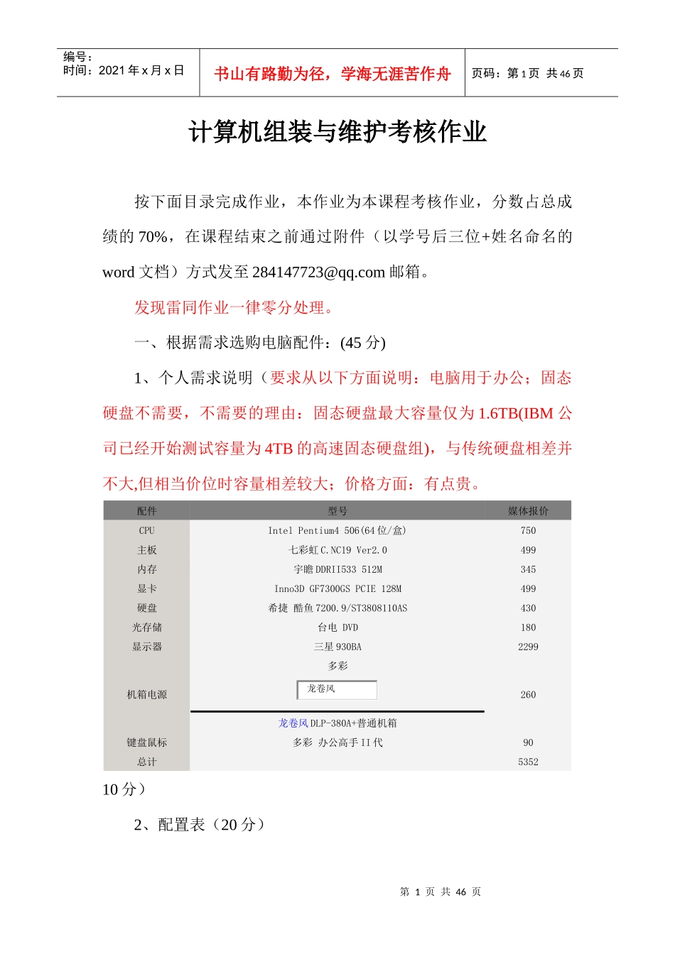 人力资源-202213级网安二班077游梦休__计算机组装与维护考核作业_1_第1页