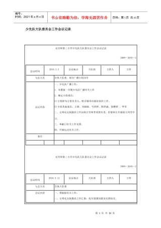 少先队大队委员会工作会议记录