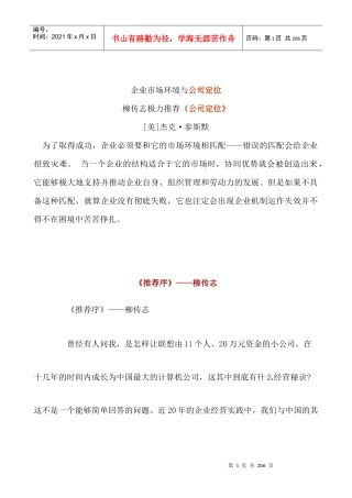 企业市场环境与公司定位