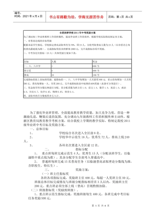 人力资源-2022XXXX年中考奖励方案