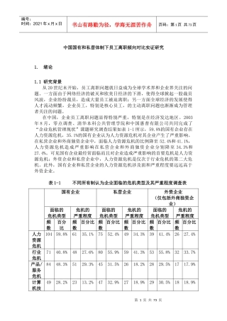 中国国有和私营体制下员工离职倾向对比实证研究（DOC 63页）