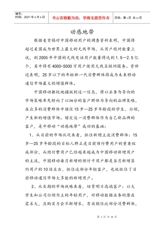 动感地带 环境分析