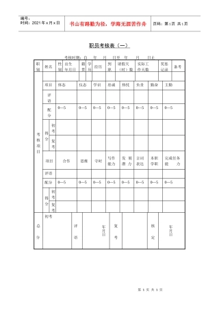 人力资源-2022249职员考核表（一）