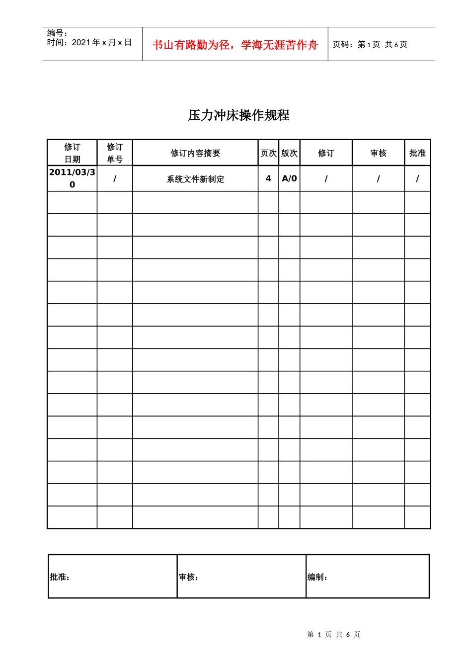 压力冲床操作规程_第1页
