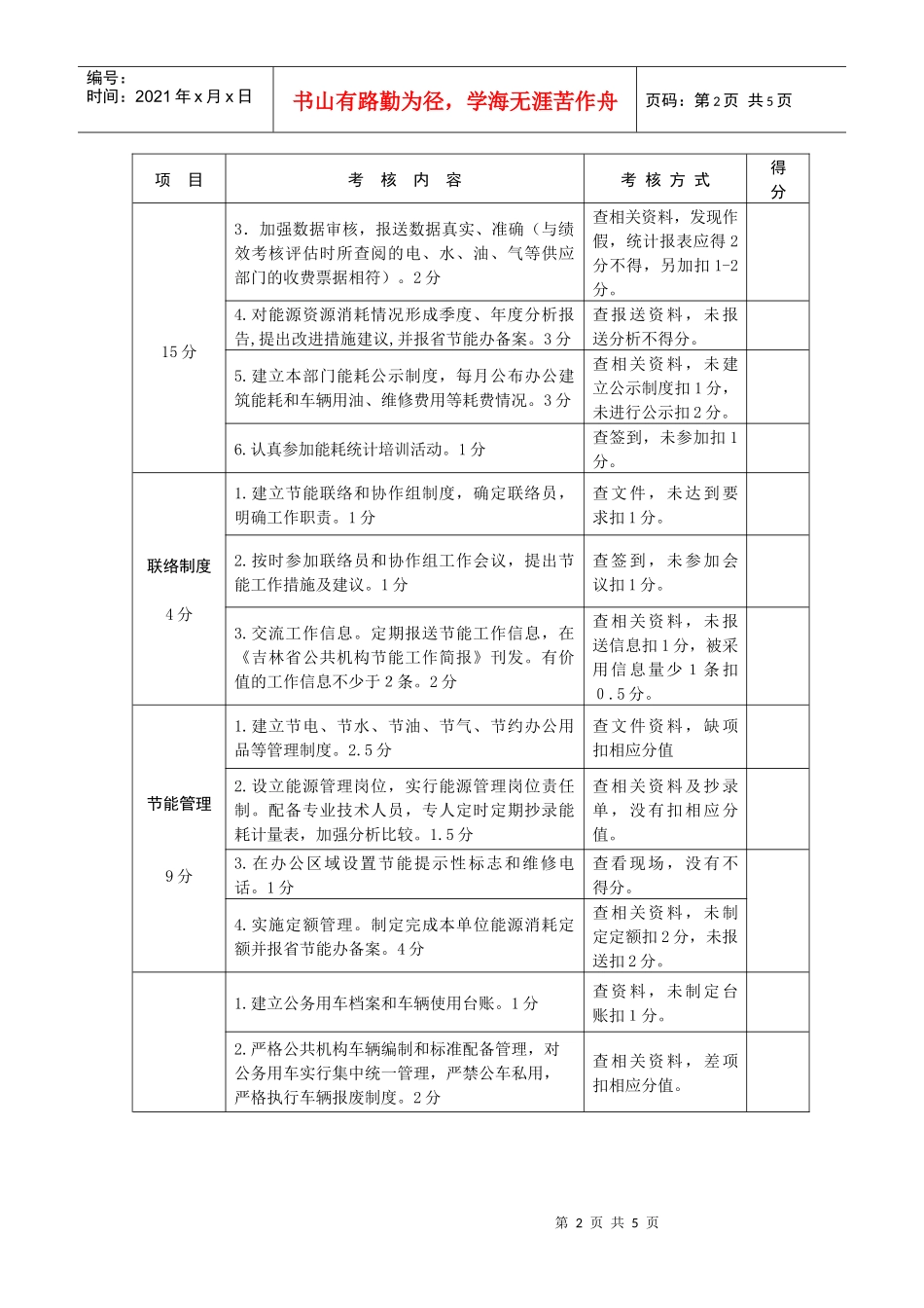 吉林省公共机构节能工作绩效考核评分标准_第2页