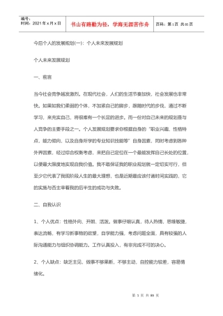今后个人的发展规划