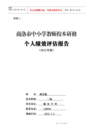 体育组校本研修个人绩效评估报告(模板)
