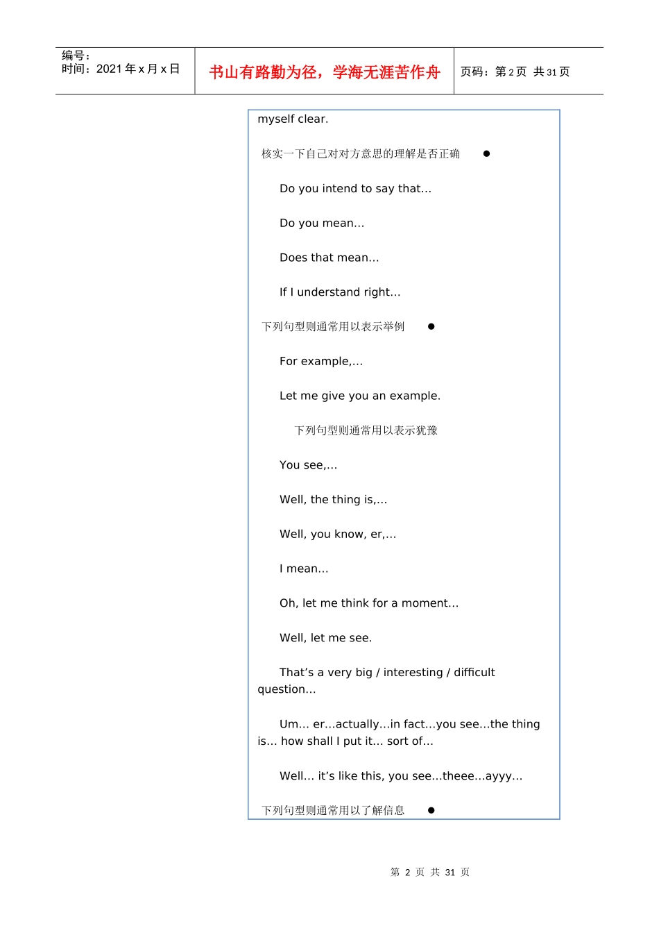 人力资源-2022MBA英文面试常用句式_第2页