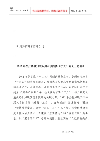 妇联执委会议纲要