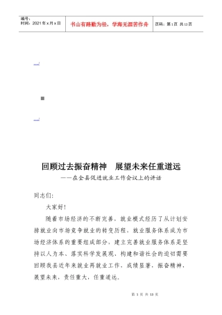 全县促进就业工作会议