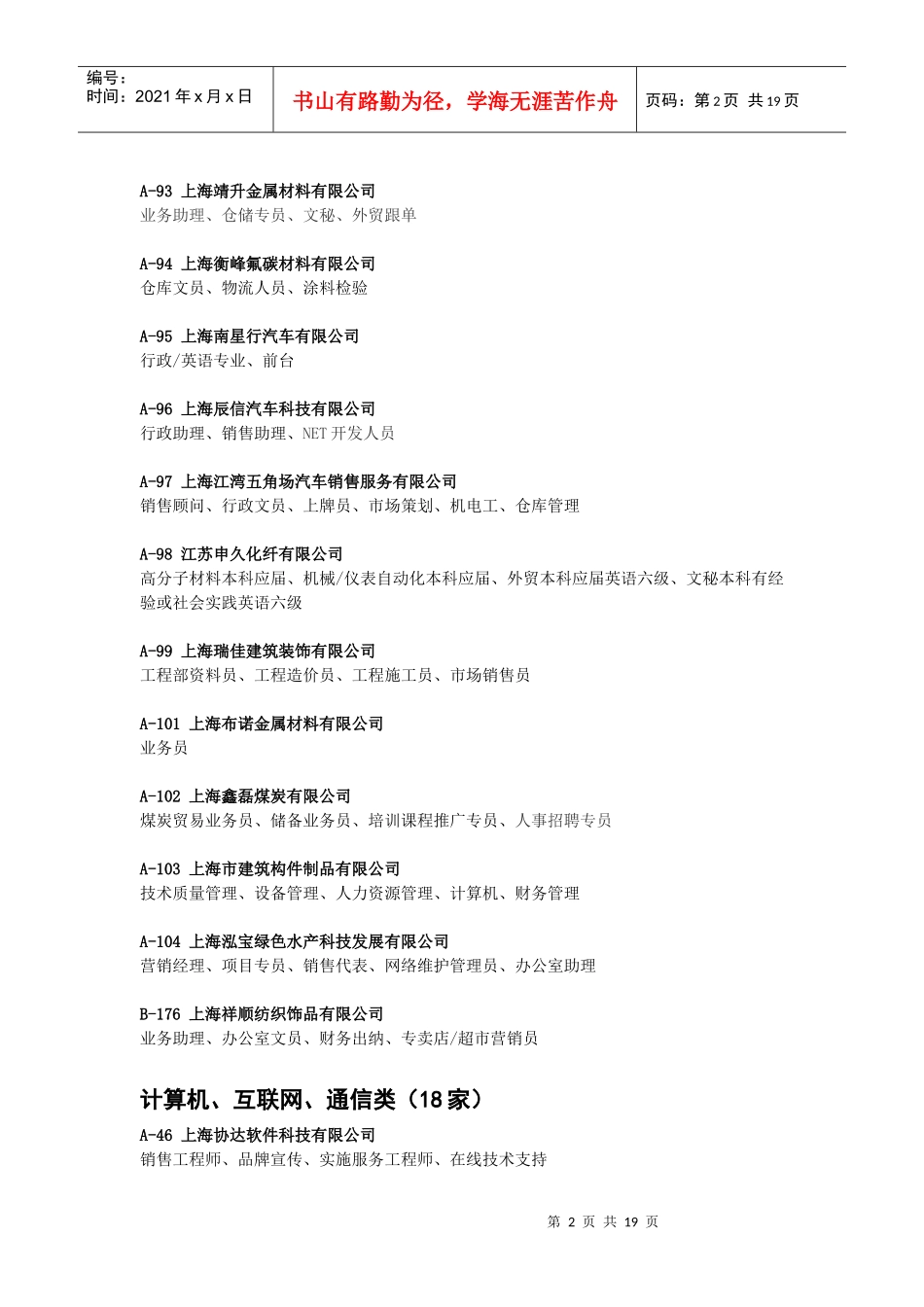 人力资源-20223月27日上海地区招聘单位和招聘岗位一览：_第2页