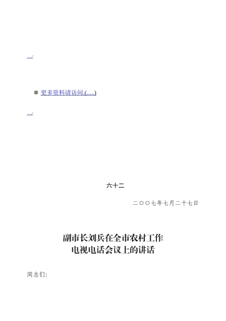 全市农村工作电视电话会议