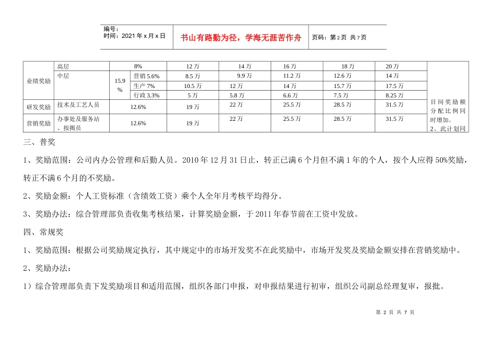 年终奖分配方案-通用类年终奖金奖励方案_第2页
