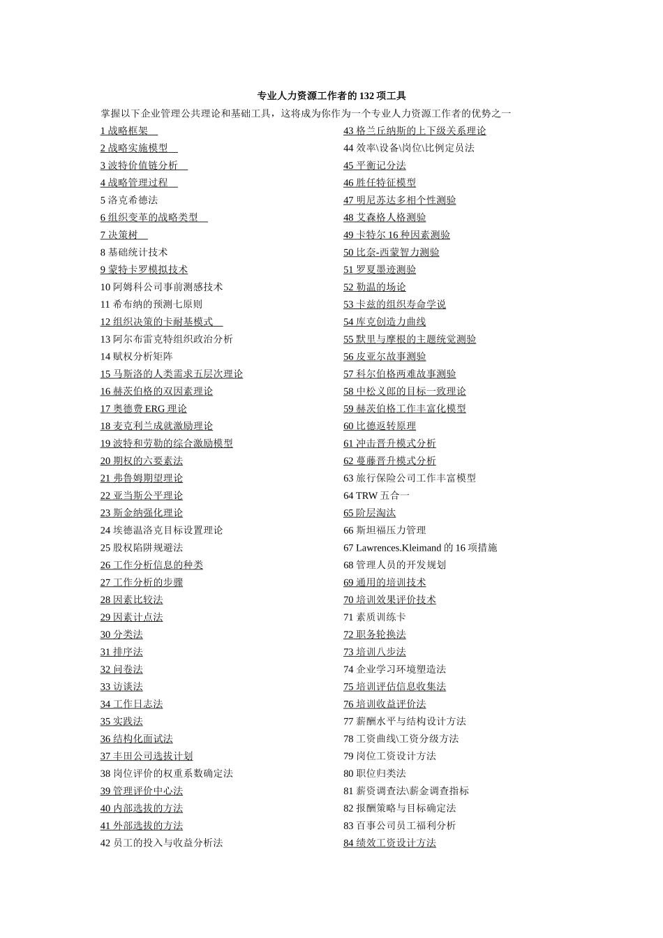 专业人力资源工作者的132项工具（DOC 78页）_第1页