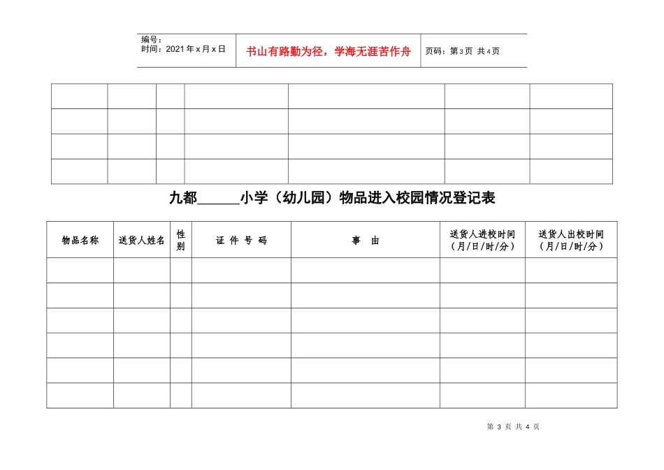 小学(幼儿园)外来人员来访登记表_第3页