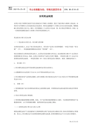 安利奖金制度(DOC5页)