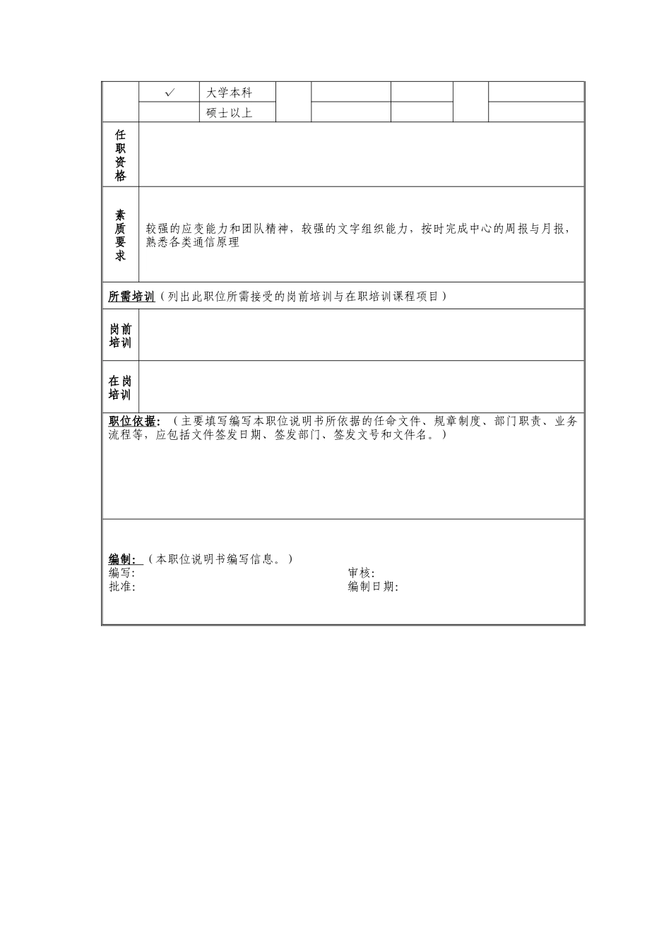 交换系统分析岗位说明书_第2页