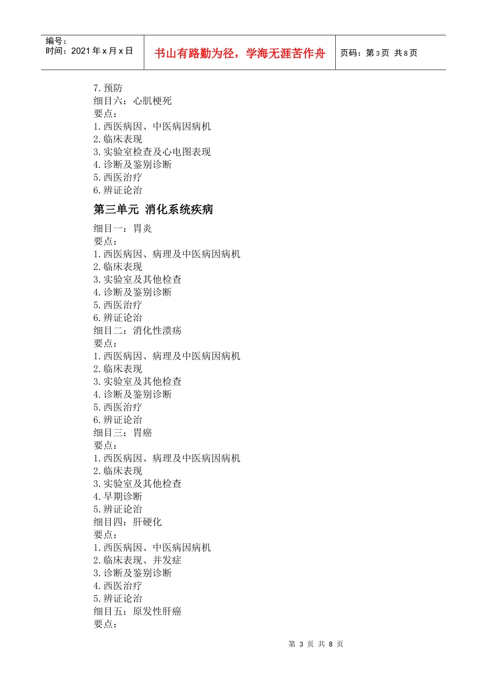 人力资源-2022XXXX年中西医助理医师《中西医结合内科学》考试大纲_第3页