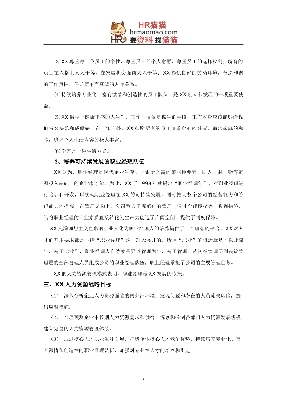 XX集团未来五年人力资源战略规划-HR猫猫_第3页