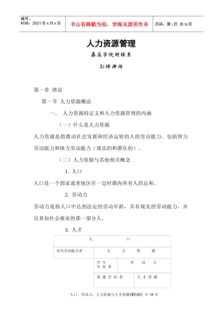 XX学院《人力资源管理》