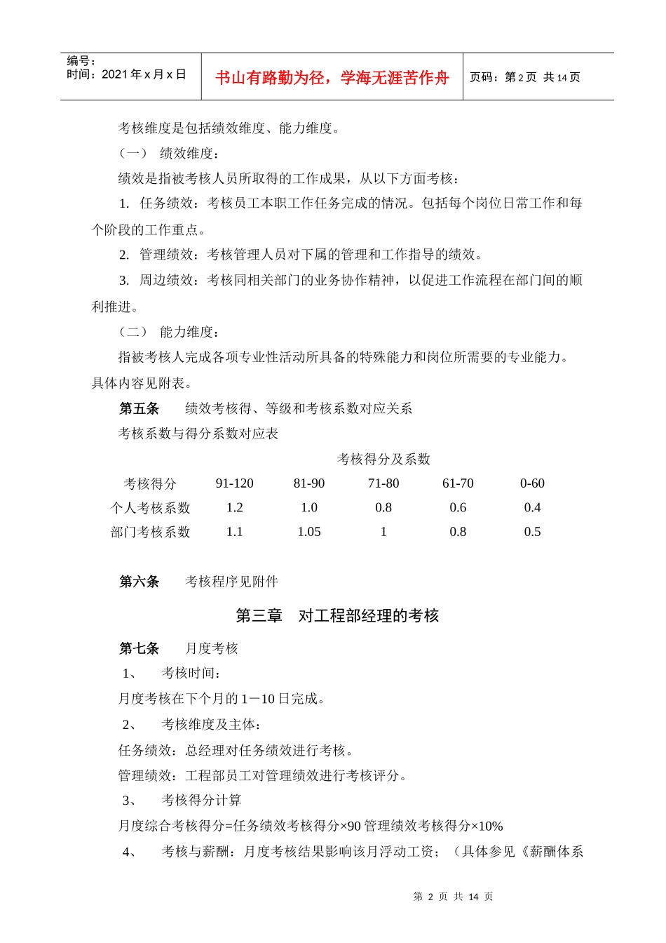 工程部考核管理方法_第2页