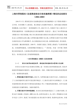 全面推进依法行政实施纲要情况的总结报告