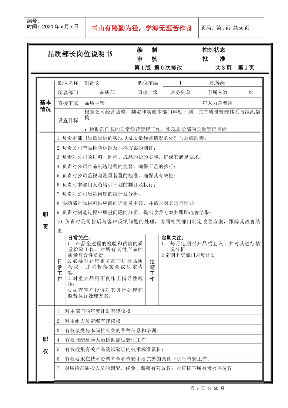 品质部长岗位说明书_第3页