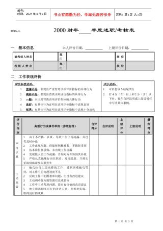 季度考核附表1