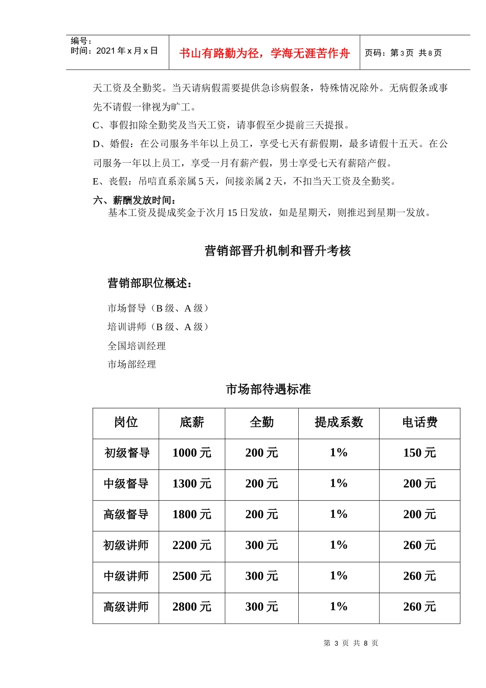 化妆品公司营销部讲师和督导工作职责_第3页