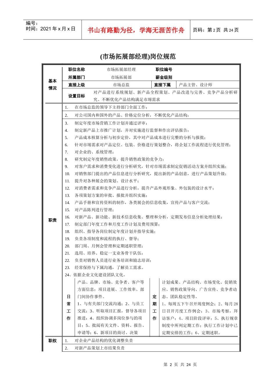 市场拓展部的岗位规范_第2页
