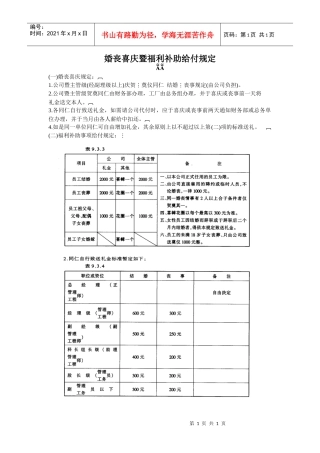 婚丧喜庆暨福利补助给付制度