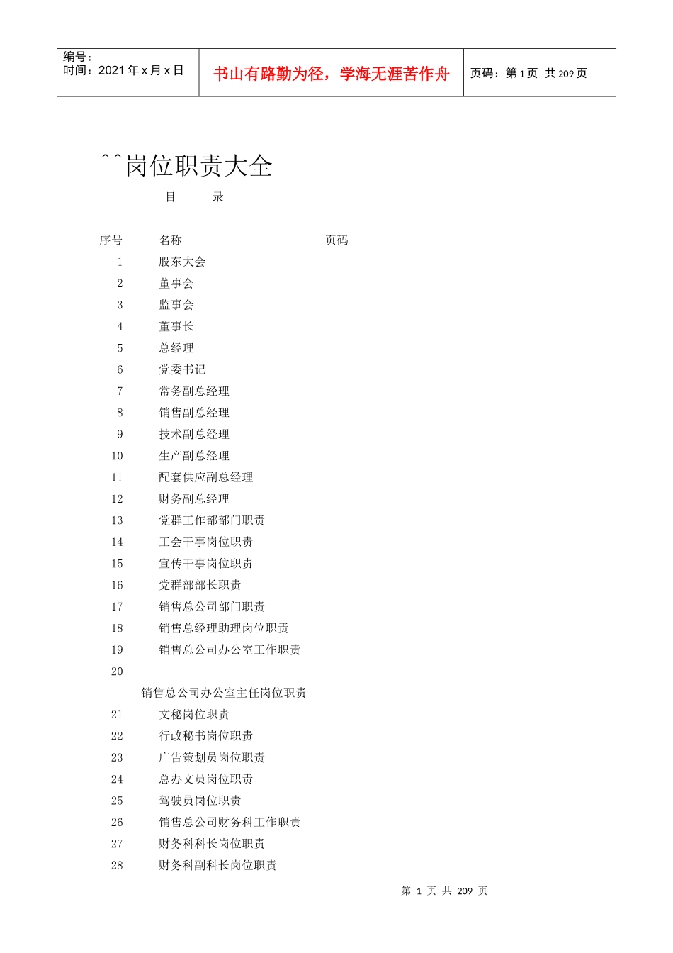 制造型企业所有岗位大全_第1页