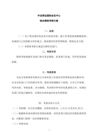 国际会议中心综合绩效考核