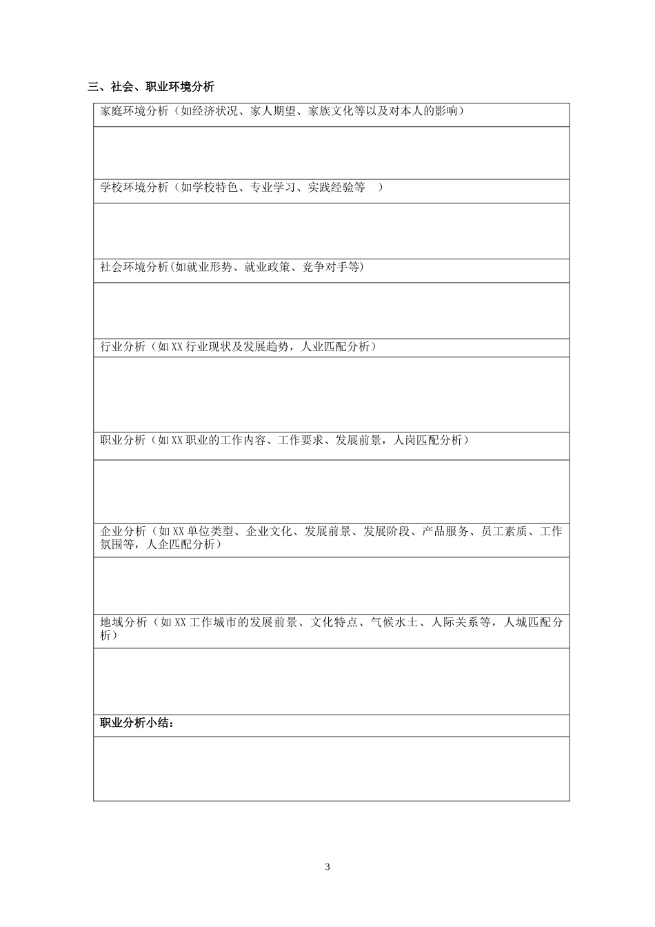 大学生职业规划表_第3页